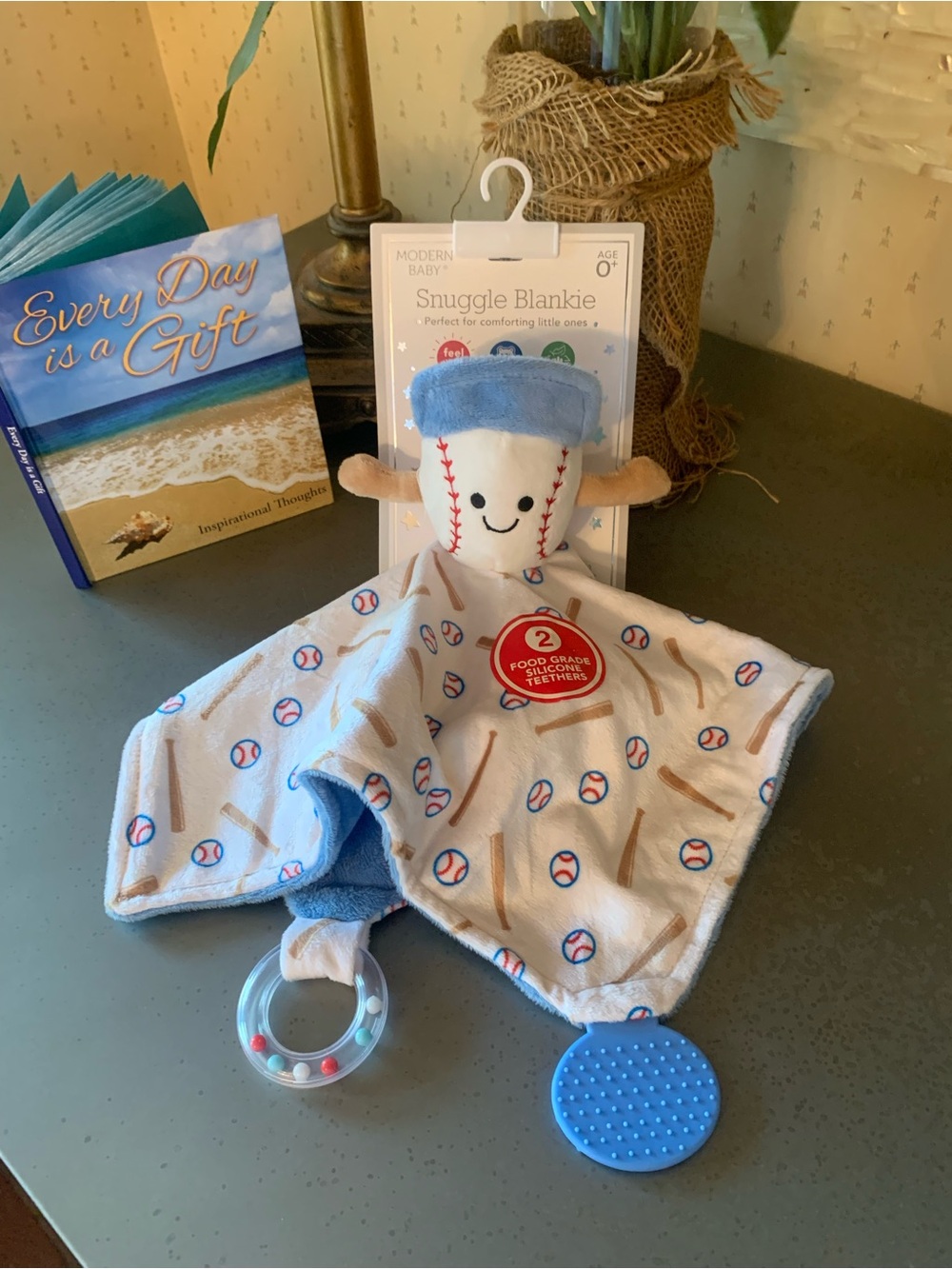 Modern Baby NEW WITH TAGS, BASEBALL themed lovie baby snuggle blanket.